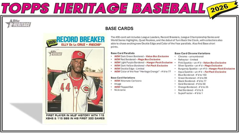 Topps: Heritage Baseball 2026 Fat Pack (20 Cards) Sports Cards Topps