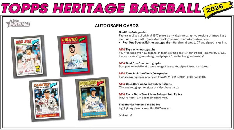 Topps: Heritage Baseball 2026 Fat Pack (20 Cards) Sports Cards Topps