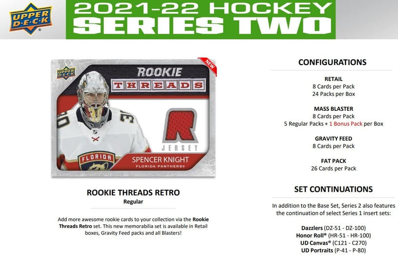 2021-22 Upper Deck Series 2 Hockey - Blaster Box (48 Cards) Sports Cards Upper Deck