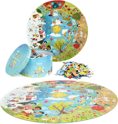 Boppi Round Jigsaw Puzzle - Seasons - 150 Piece Puzzle Board Game Boppi