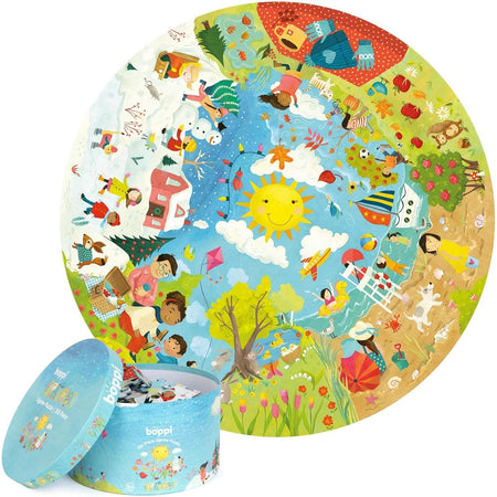 Boppi Round Jigsaw Puzzle - Seasons - 150 Piece Puzzle Board Game Boppi