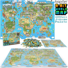 Bopster 8-Bit World Map - 180 Piece Puzzle Toys & Games Bopster