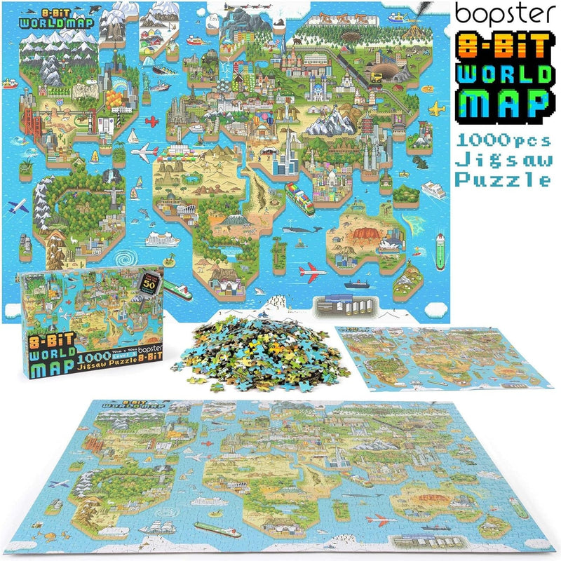 Bopster 8-Bit World Map - 180 Piece Puzzle Toys & Games Bopster