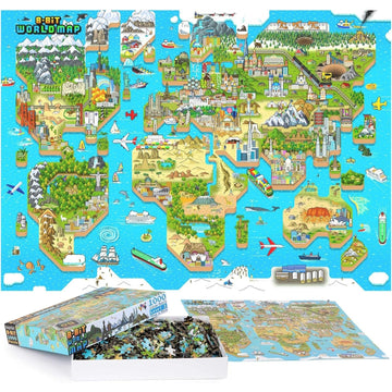Bopster 8-Bit World Map - 180 Piece Puzzle Toys & Games Bopster