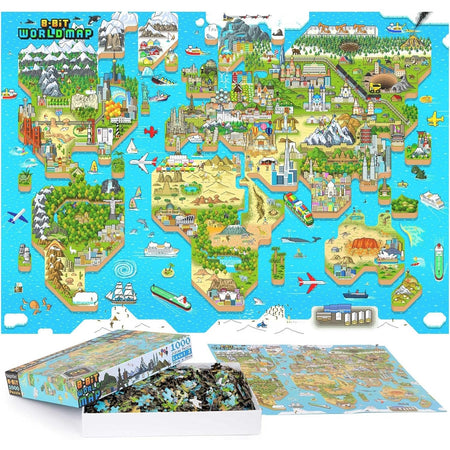 Bopster 8-Bit World Map - 180 Piece Puzzle Toys & Games Bopster