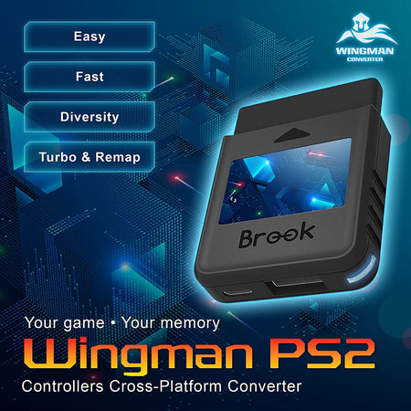 Brook Wingman PS2 Converter - Controller Adapter for PS3 / PS4 / PS5 / Xbox 360 / Xbox One / Xbox Series X/S / Switch Pro to PS2, PS1 and PS Classic [Cross-Platform Accessory] Cross-Platform Accessories Brook   