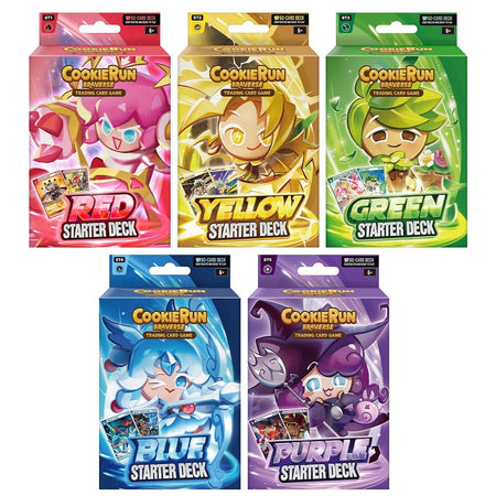 CookieRun Braverse TCG: Brave Beginning 5 Starter Deck Set: Red, Yellow, Green, and Purple Card Game Devsisters