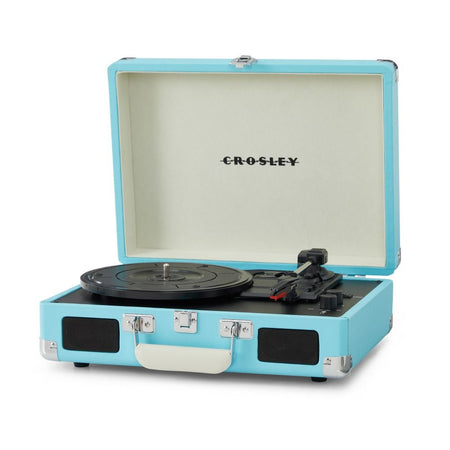 Crosley Cruiser Plus Vintage 3-Speed Bluetooth in/Out Suitcase Vinyl Record Player Turntable - Turquoise/White - CR8005F-TU [Electronics] Electronics Crosley   