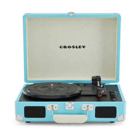 Crosley Cruiser Plus Vintage 3-Speed Bluetooth in/Out Suitcase Vinyl Record Player Turntable - Turquoise/White - CR8005F-TU [Electronics] Electronics Crosley   