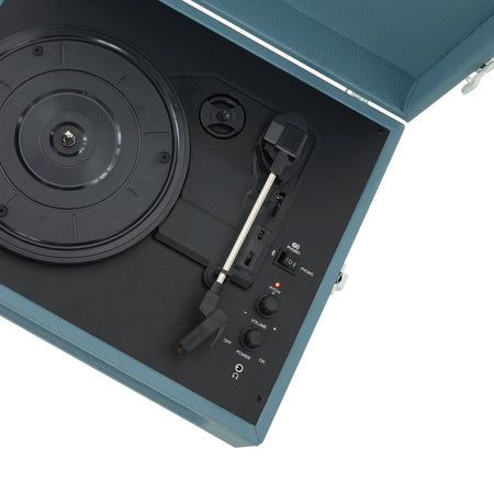 Crosley Voyager Vintage 3-Speed Bluetooth In/Out Vinyl Record Player Turntable - Washed Blue - CR8017B-WB [Electronics] Electronics Crosley   