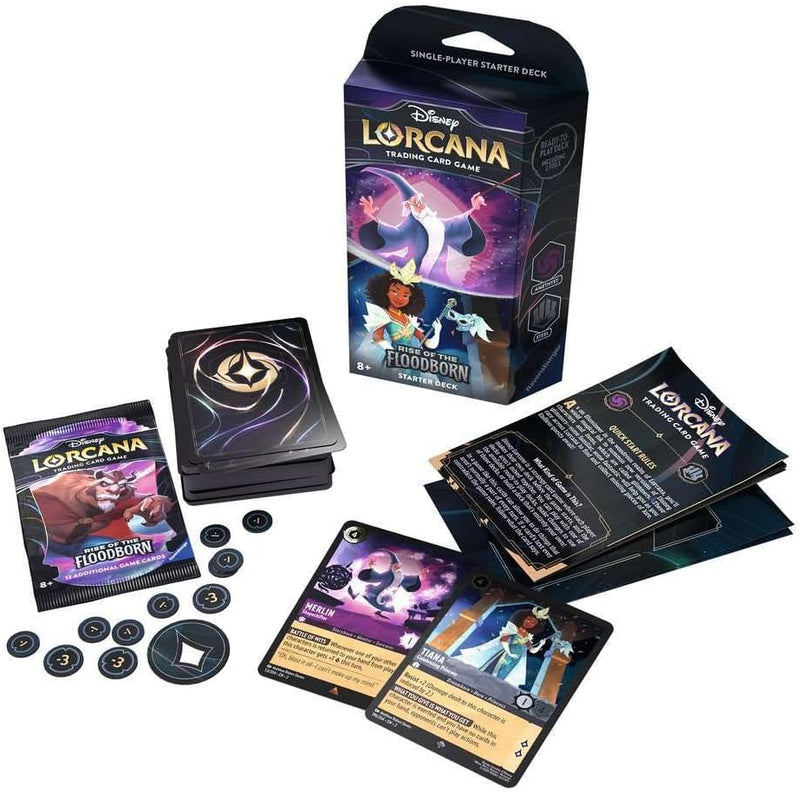 Disney Lorcana Trading Card Game: Rise of The Floodborn Starter Deck - Amethyst and Steel Card Game Ravensburger   