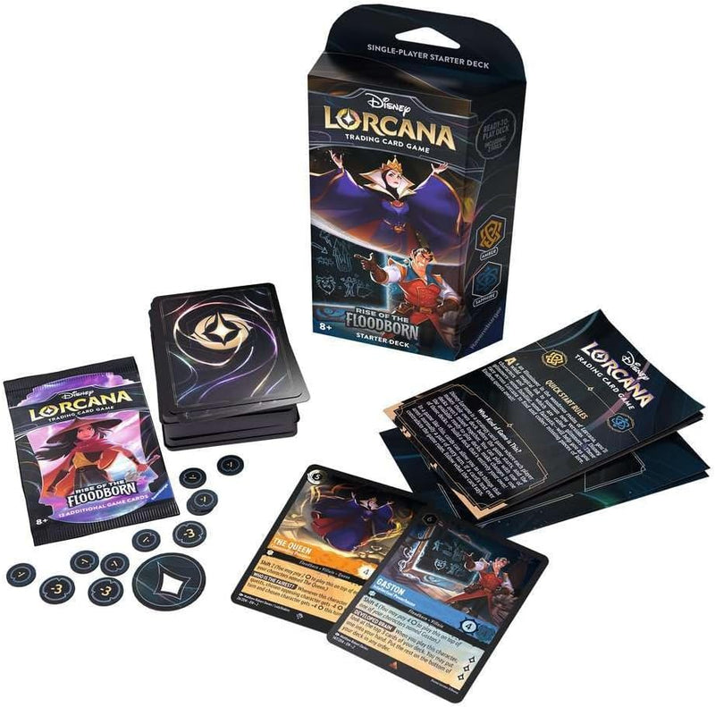 Disney Lorcana Trading Card Game: Rise of The Floodborn Starter Deck - Amber and Sapphire Card Game Ravensburger   