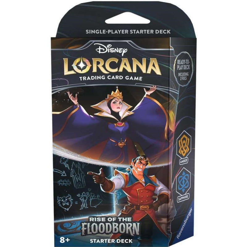 Disney Lorcana Trading Card Game: Rise of The Floodborn Starter Deck - Amber and Sapphire Card Game Ravensburger   