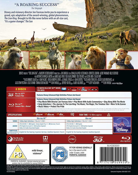 Disney's The Lion King - Live Action [3D + 2D Blu-ray] DVDs & Blu-Rays Disney   