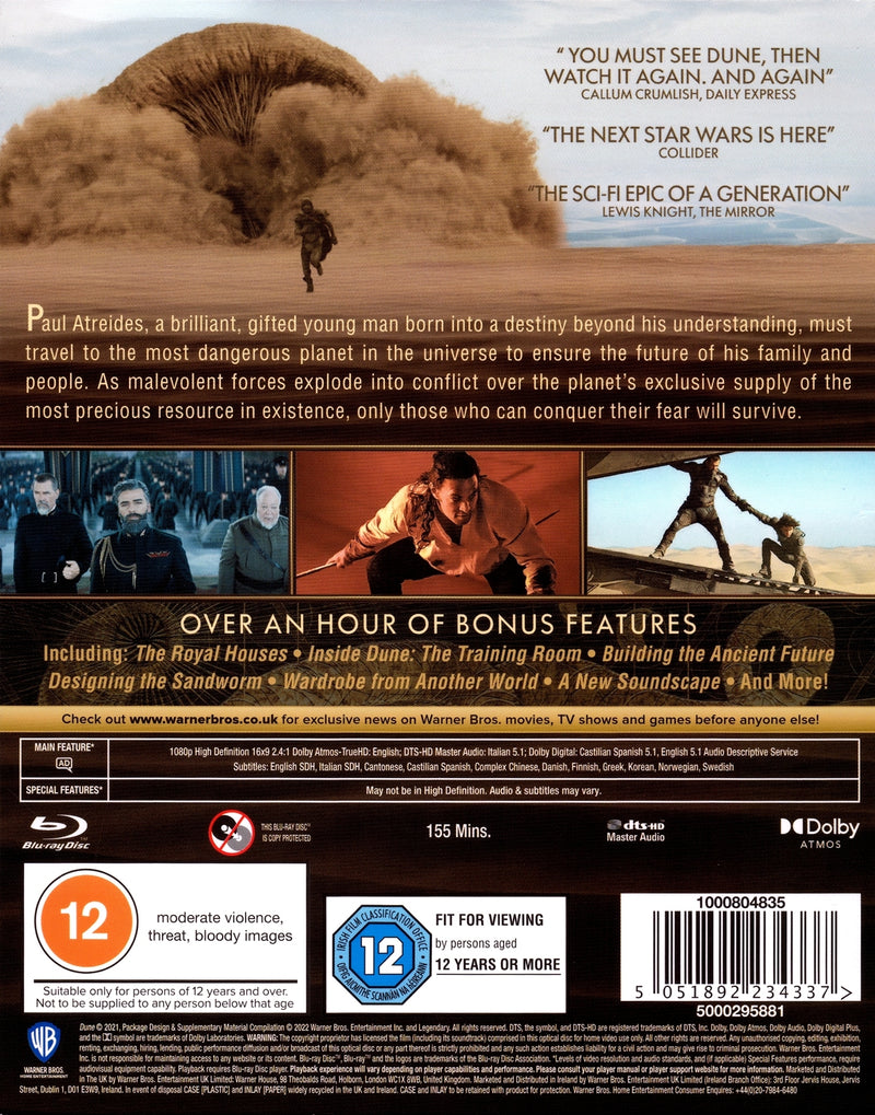 Dune - 2021 [Blu-Ray] Blu-Ray Movie Warner Brothers   