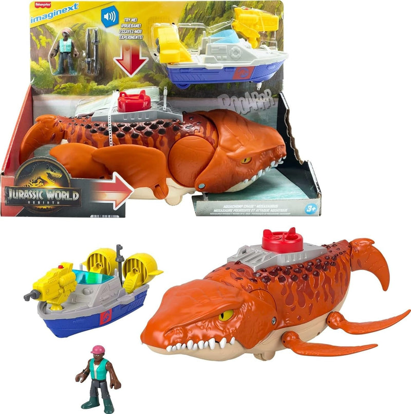 Imaginext Jurassic World Rebirth: Aqua Chomp Chase Mosasaurus Dinosaur Toy Playset Toys & Games Fisher Price