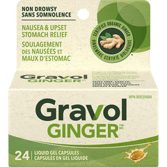 Gravol Ginger Liquid Gel Capsules for Upset Stomach and Nausea - 24 Capsules [Healthcare] Healthcare Gravol   