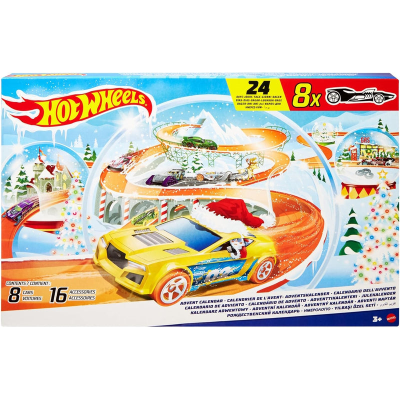 Hot Wheels: Advent Christmas Calendar 2024 - Hot Wheels 1:64 Scale Cars & 16 Winter-Themed Accessories & 24 Numbered Doors & Playmat Toys & Games Mattel