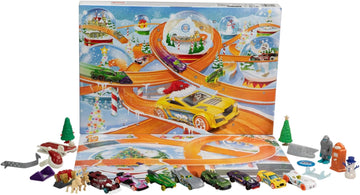 Hot Wheels: Advent Christmas Calendar - 1:64 Scale Cars & 16 Winter-Themed Accessories & 24 Numbered Doors & Playmat Toys & Games Mattel