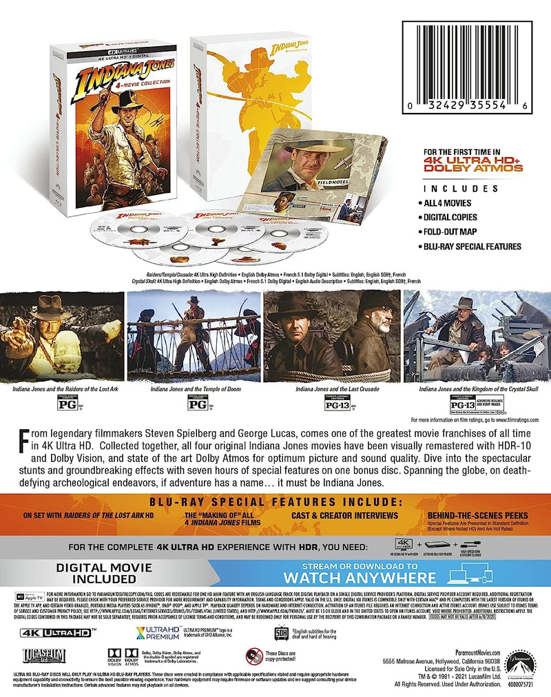 Indiana Jones 4-Movie Collection 4K - Limited Edition SteelBook [Blu-Ray + 4K UHD+ Digital Box Set] DVDs & Blu-Rays Paramount Pictures   