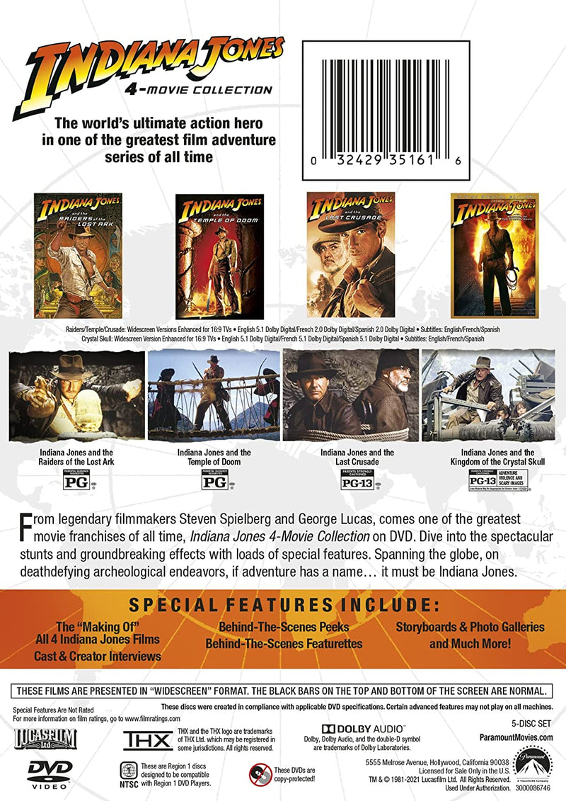 Indiana Jones 4-Movie Collection [Blu-Ray + Digital Box Set] DVDs & Blu-Rays Paramount Pictures   