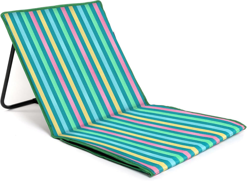Beach Mat Recliner with Pocket - Dark Multicolor Stripes Home and Hardware just be