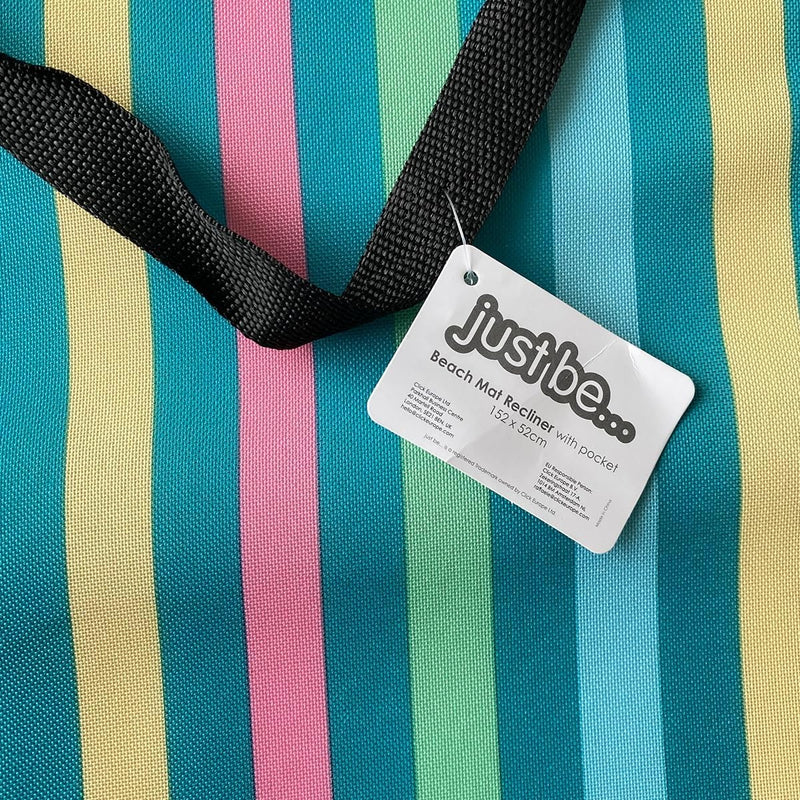 Beach Mat Recliner with Pocket - Dark Multicolor Stripes Home and Hardware just be