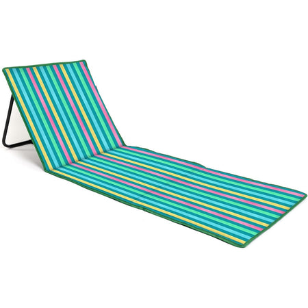 Beach Mat Recliner with Pocket - Dark Multicolor Stripes Home and Hardware just be