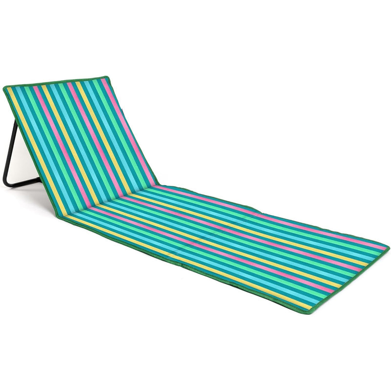 Beach Mat Recliner with Pocket - Dark Multicolor Stripes Home and Hardware just be
