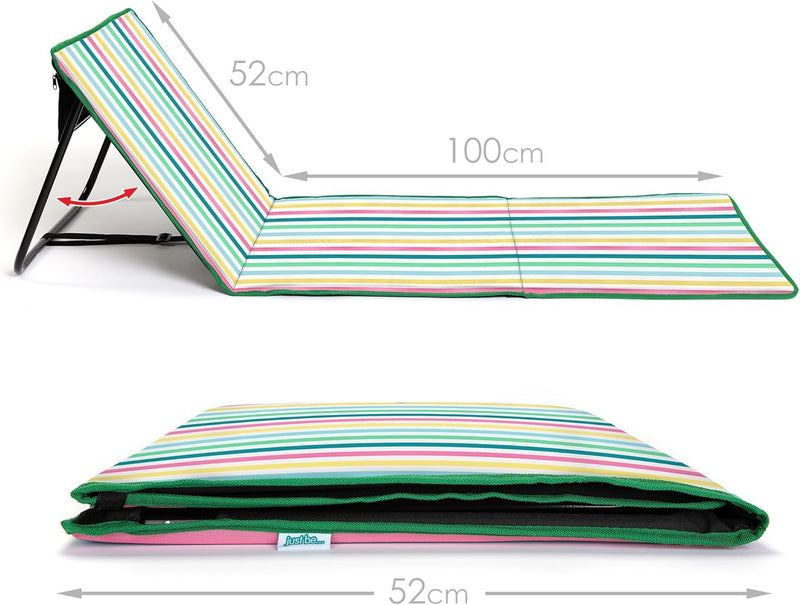 just be: Beach Mat Recliner with Pocket - Light Multicolor Stripes Home and Hardware Boppi