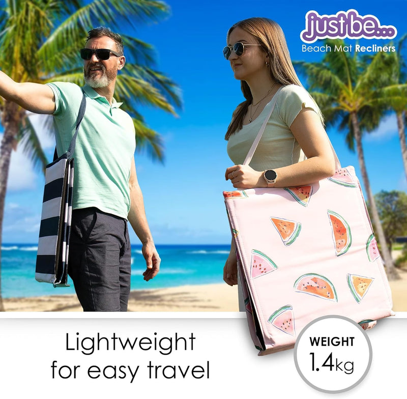 Beach Mat Recliner with Pocket - Pink Stripes Home and Hardware just be