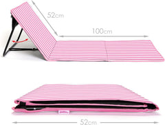 Beach Mat Recliner with Pocket - Pink Stripes Home and Hardware just be