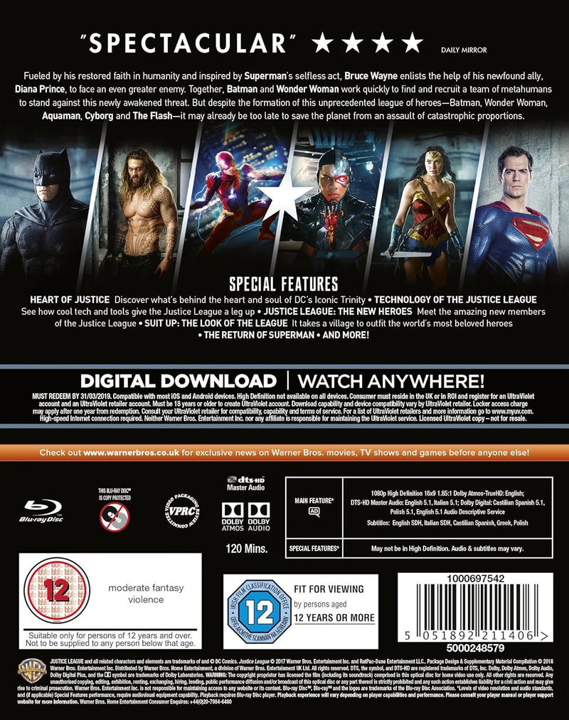 Justice League [Blu-Ray] DVDs & Blu-Rays Warner Bros.   