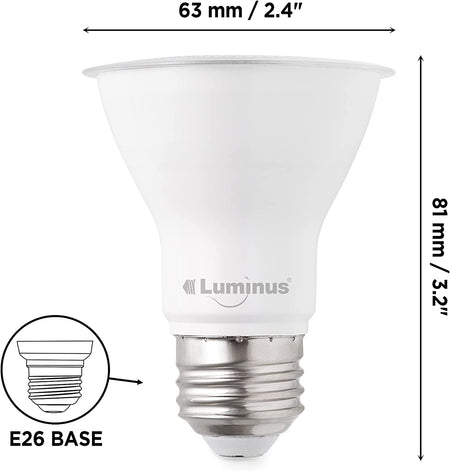 Luminus PLYC3223 Flood-7W (50W) 500 Lumens 3000K Dimmable Led Light Bulb - 6 Pack - Par20 - Bright White [House & Home] House & Home Luminus   