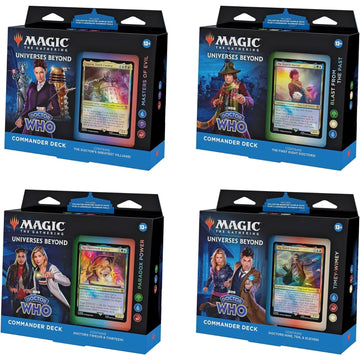 Magic: The Gathering MTG TCG - Universes Beyond: Doctor Who Commander Deck Bundle - 4 Set Decks [Masters of Evil, Blast from The Past, Timey-Wimey & Paradox Power] Card Game Wizards of the Coast