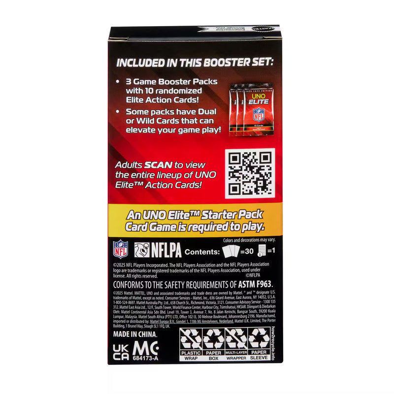 Mattel: UNO Elite NFL 2025 Core Edition Booster Set Toys & Games Mattel