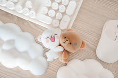 Milk Mocha Bear x Shopville Exclusive: Milk Mocha Hugging Figurine - Fuzzy Flocked Cute Limited Edition Toys & Games Milk Mocha Bear