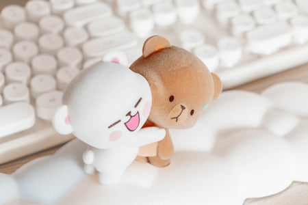 Milk Mocha Bear x Shopville Exclusive: Milk Mocha Hugging Figurine - Fuzzy Flocked Cute Limited Edition Toys & Games Milk Mocha Bear