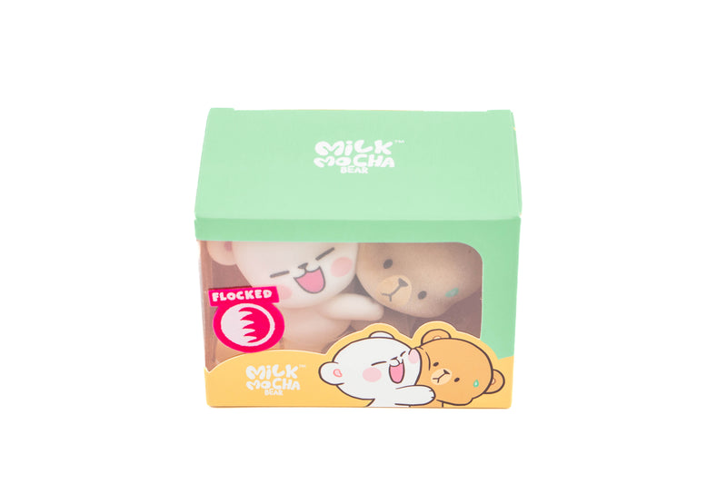 Milk Mocha Bear x Shopville Exclusive: Milk Mocha Hugging Figurine - Fuzzy Flocked Cute Limited Edition Toys & Games Milk Mocha Bear