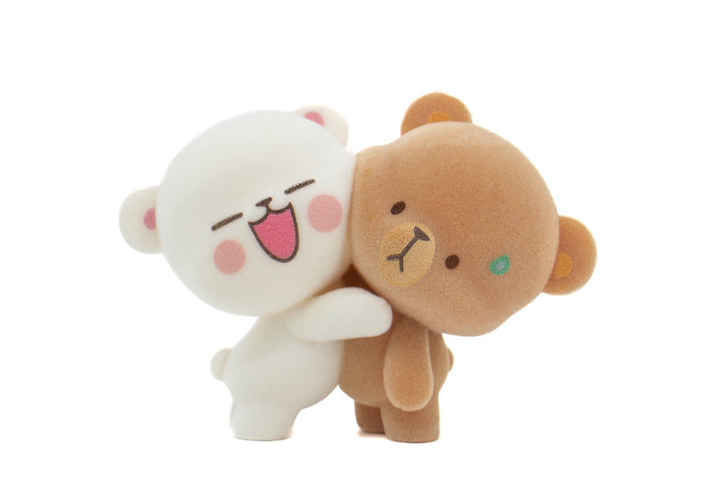 Milk Mocha Bear x Shopville Exclusive: Milk Mocha Hugging Figurine - Fuzzy Flocked Cute Limited Edition Toys & Games Milk Mocha Bear