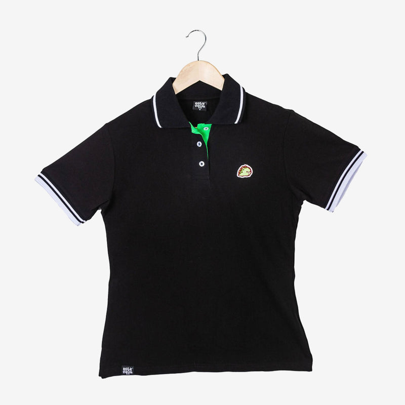 milkmochabear: Matcha Polo Shirt Polos Milkmochabear Black Women XS