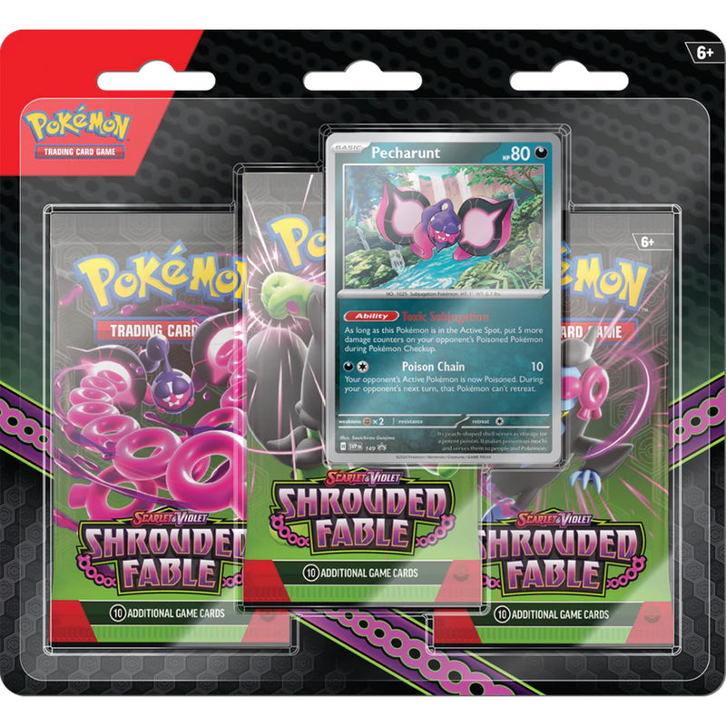 Pokemon TCG: Scarlet & Violet - Shrouded Fable Pecharunt 3 Booster Blister Pack Card Game Pokemon   