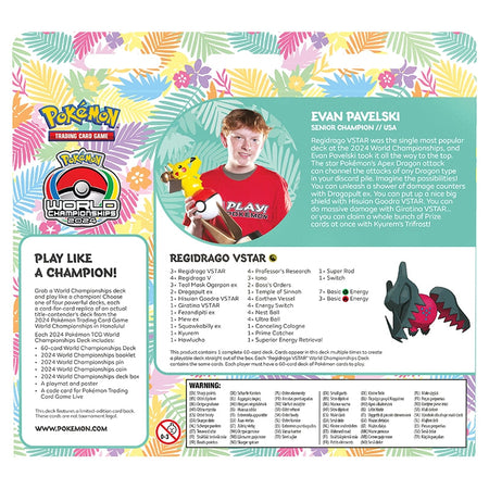 Pokemon TCG: 2024 World Championships Deck [Evan Pavelski Regidrago Vstar] Card Game Pokemon