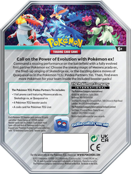 Pokemon TCG: Paldea Partners Tin - Quaquaval ex - 4 Packs