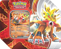 Pokemon TCG: Scarlet & Violet - Paradox Destinies Tin - 5 Packs Card Game Pokemon Gouging Fire EX  