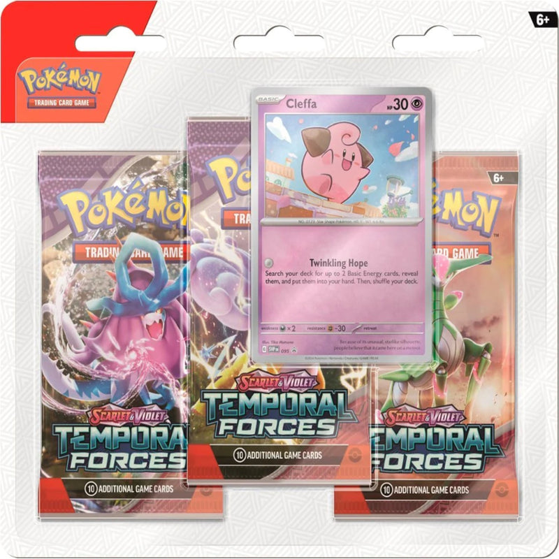 Pokemon TCG: Scarlet & Violet - Temporal Forces 3 Booster Pack Blister & Cleffa Promo Card Card Game Pokemon   