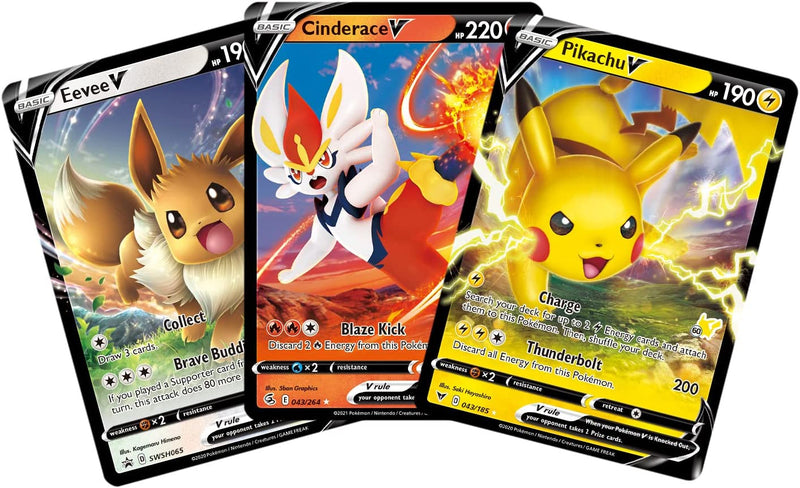 Pokemon TCG: Battle Academy - Cinderace V, Pikachu V & Eevee V Card Game Pokemon   