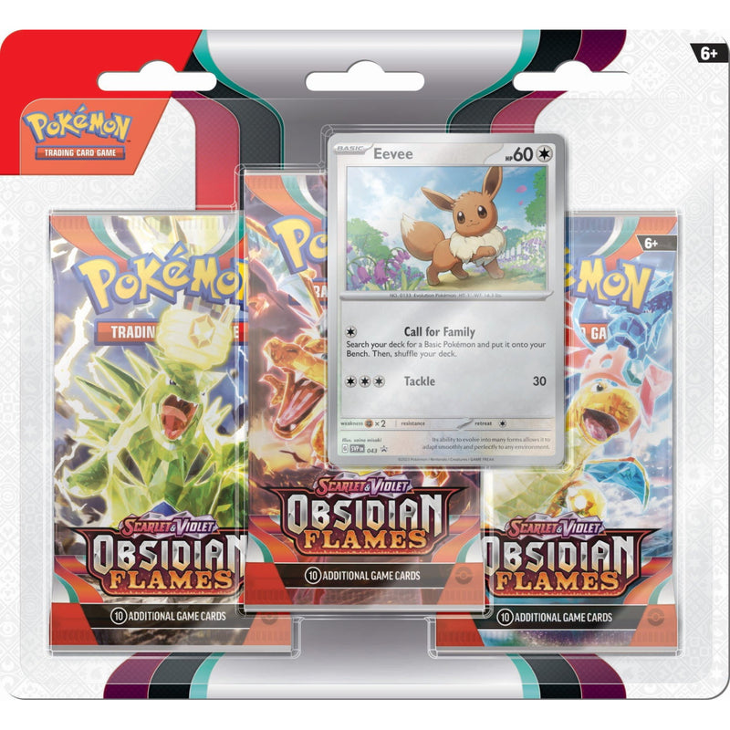 Pokemon TCG: Scarlet & Violet - Obsidian Flames 3-Pack Blister - Eevee Card Game Pokemon   