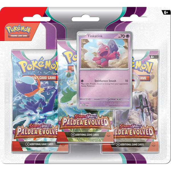 Pokemon TCG: Scarlet & Violet - Paldea Evolved 3 Booster Packs & Tinka Shopville Pokemon TCG: Scarlet & Violet - Paldea Evolved 3 Booster Packs & Tinka Shopville