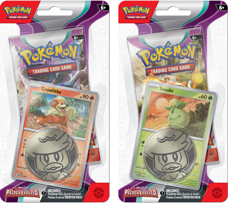 Pokemon TCG: Scarlet & Violet - Paldea Evolved Checklane Blister Pack - Growlithe and Smoliv Card Game Pokemon   
